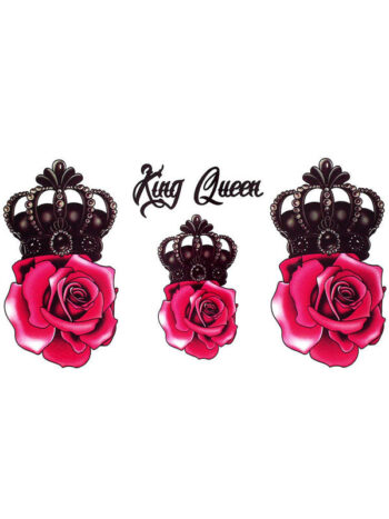 Tattoo-Forest: Tatouage Temporaire Rose Couronne Roi Reine