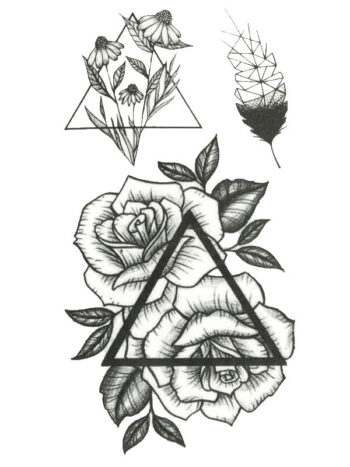 Tattoo-Forest: Tatouage Temporaire Rose Triangle Plume