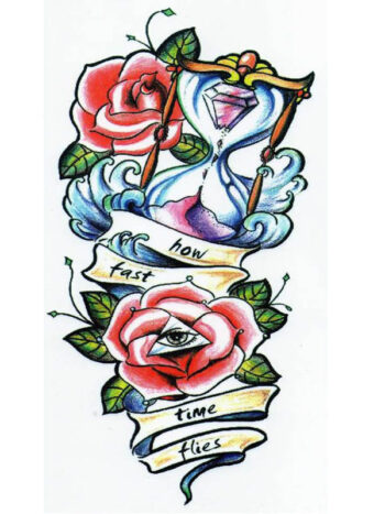 Tattoo-Forest: Tatouage Temporaire Sablier Rose Oeil