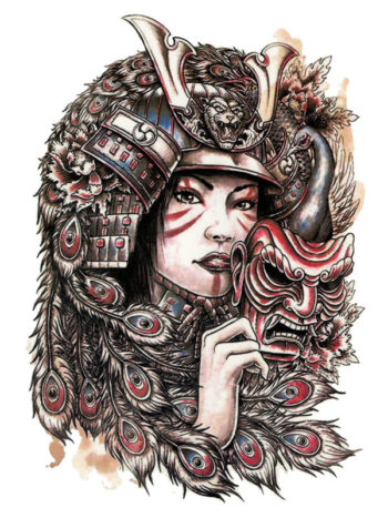 Tattoo-Forest: Tatouage Temporaire Samourai Geisha Japonais
