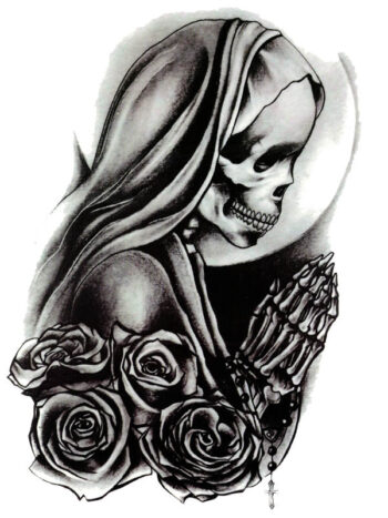 Tattoo-Forest: Tatouage Temporaire Santa Muerte Squelette Priere