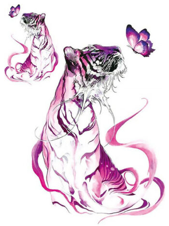 Tattoo-Forest: Tatouage Temporaire Tigre Papillon Aquarelle