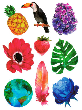 Tattoo-Forest: Tatouage Temporaire Tropical Fleur Oiseau