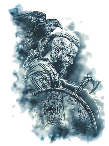 Tattoo-Forest: Tatouage Temporaire Viking Guerrier Corbeau